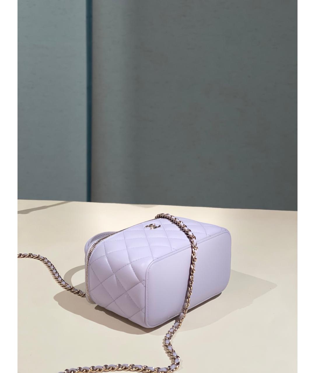 CHANEL Фиолетовая кожаная сумка с короткими ручками, фото 5