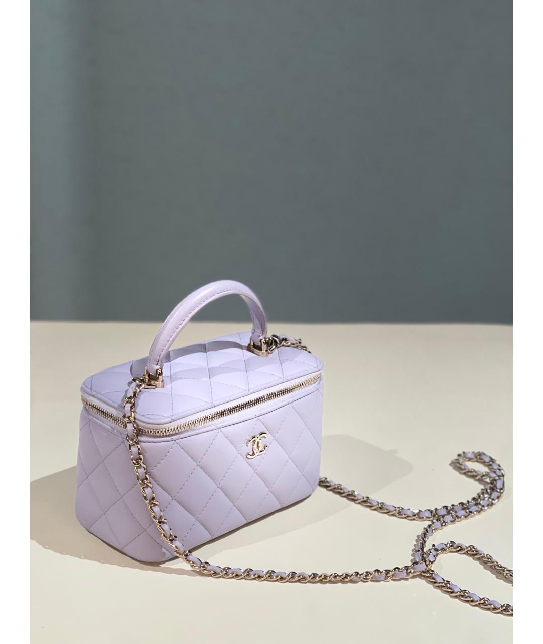 CHANEL Фиолетовая кожаная сумка с короткими ручками, фото 7