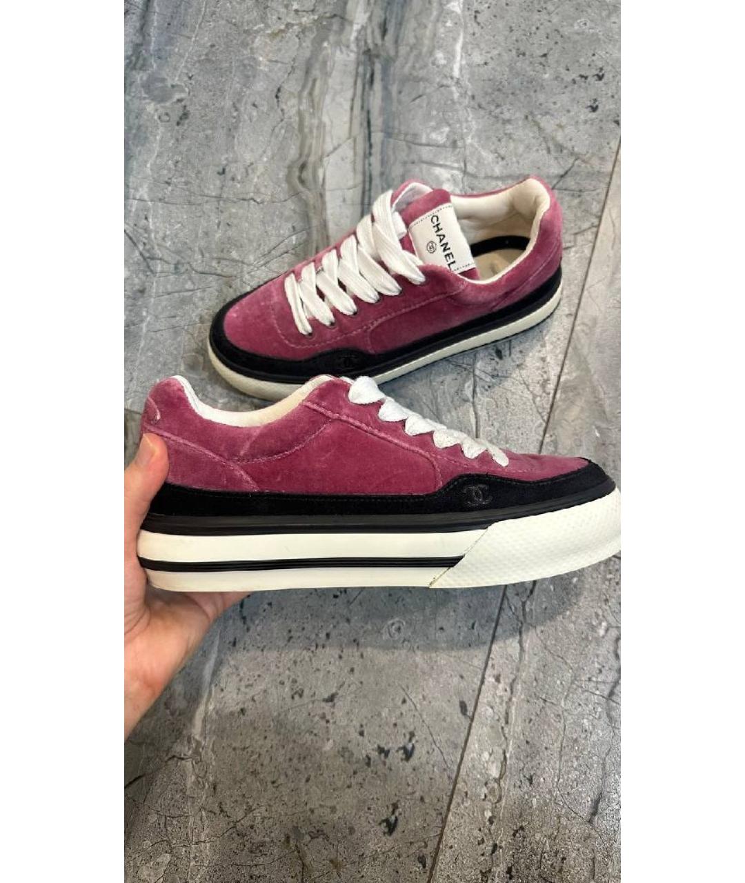 CHANEL Розовые замшевые кеды, фото 5