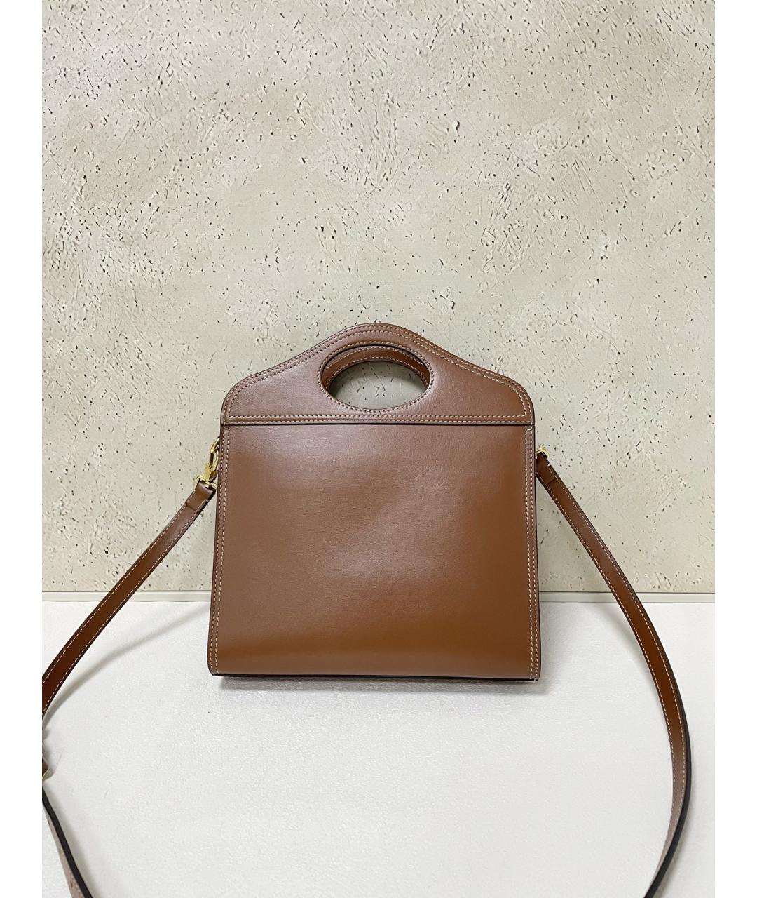 BURBERRY Коричневая кожаная сумка тоут, фото 2