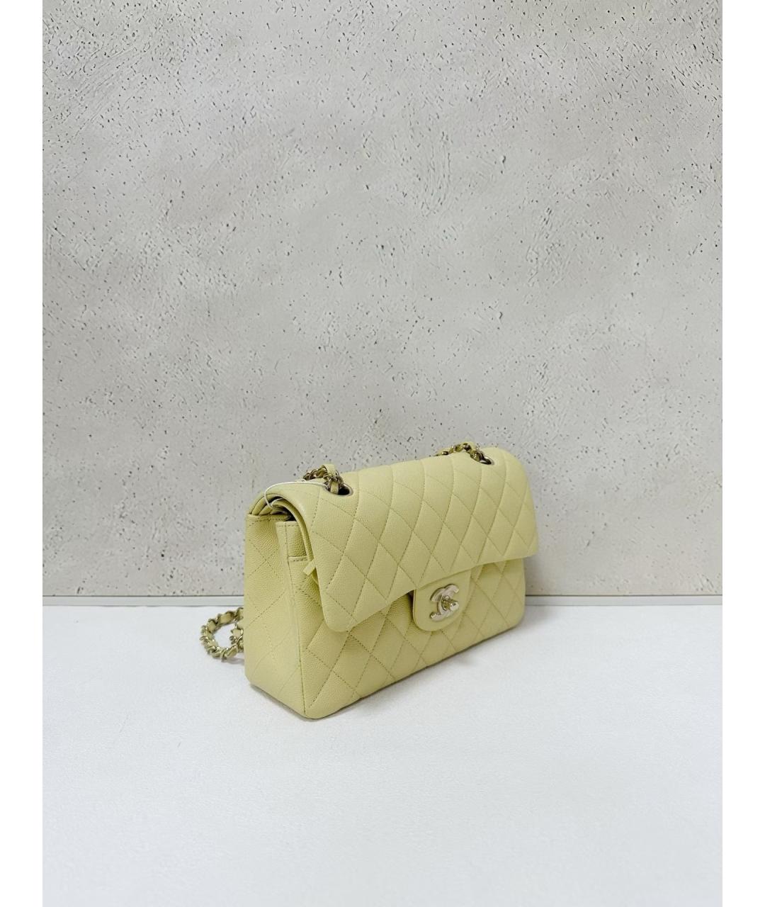 CHANEL Желтая кожаная сумка через плечо, фото 4