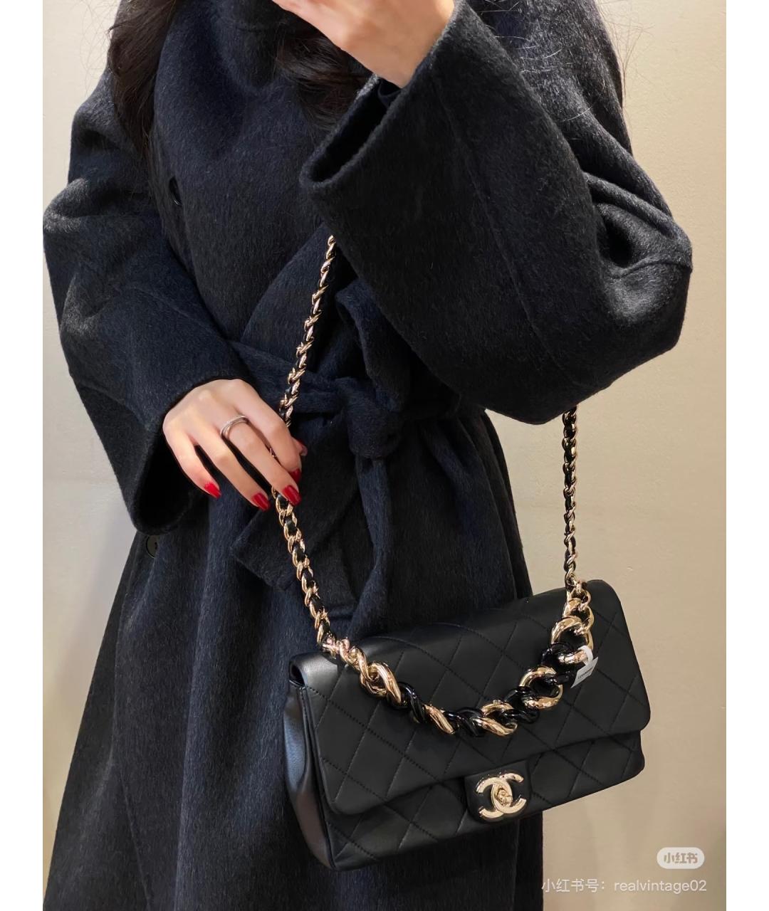 CHANEL Черная кожаная сумка с короткими ручками, фото 6