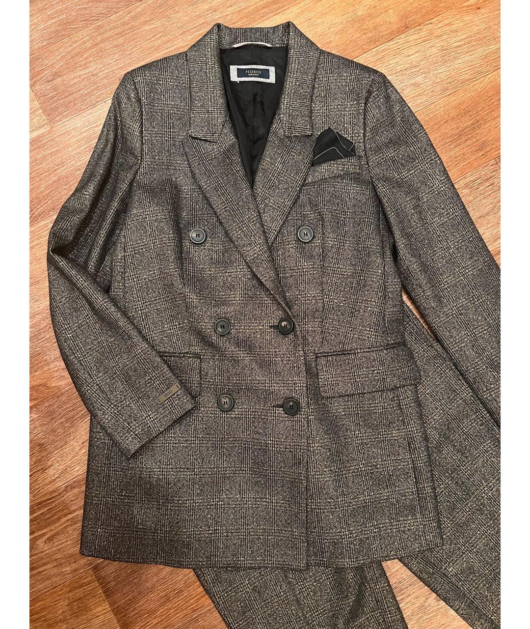 PESERICO Серый шерстяной костюм с брюками, фото 9