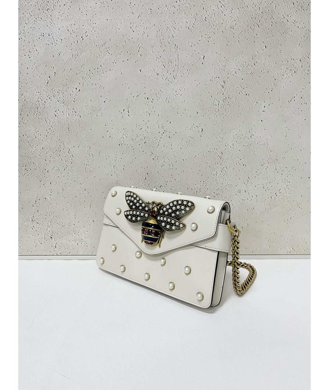 GUCCI Белая кожаная сумка с короткими ручками, фото 3