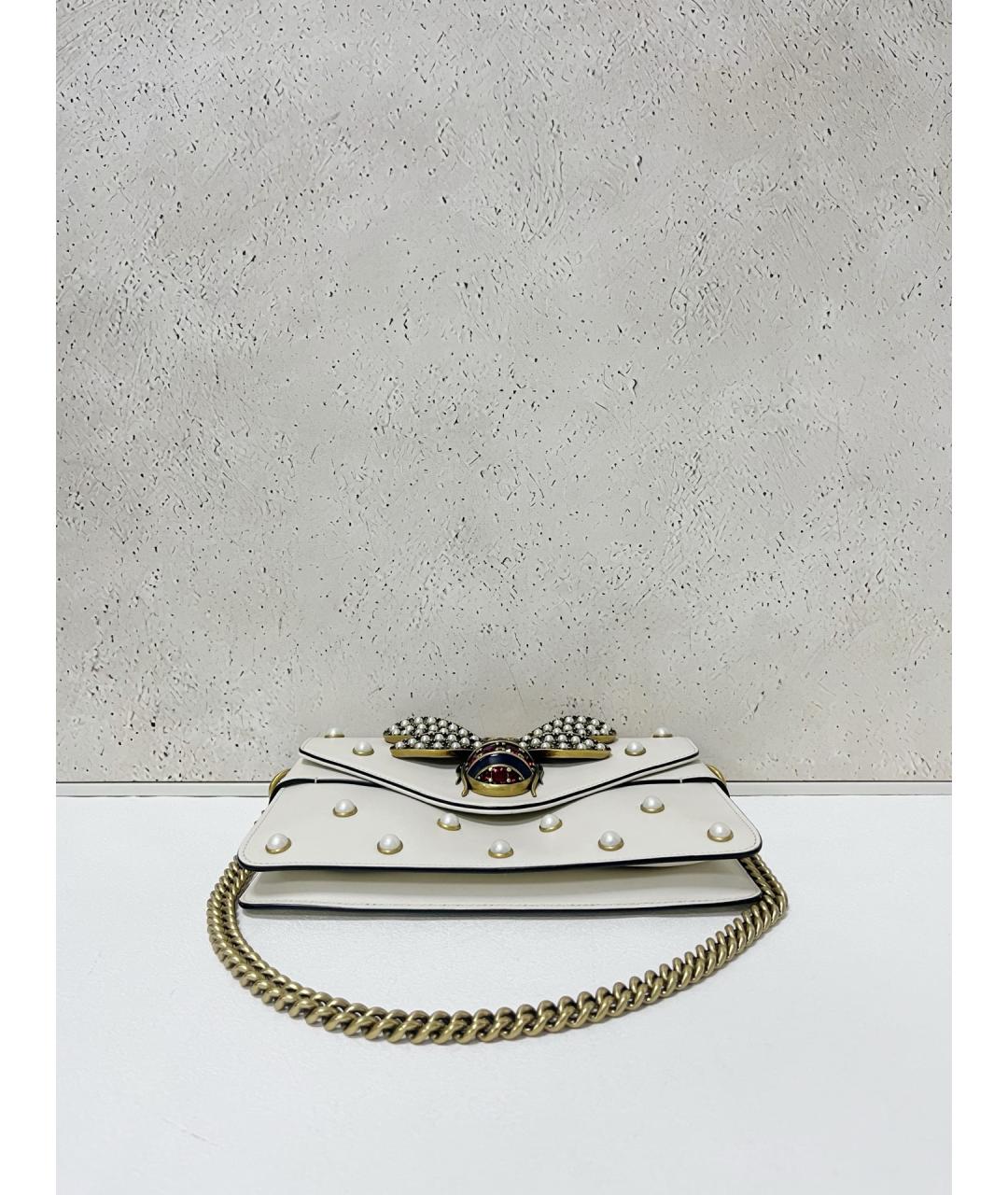 GUCCI Белая кожаная сумка с короткими ручками, фото 5