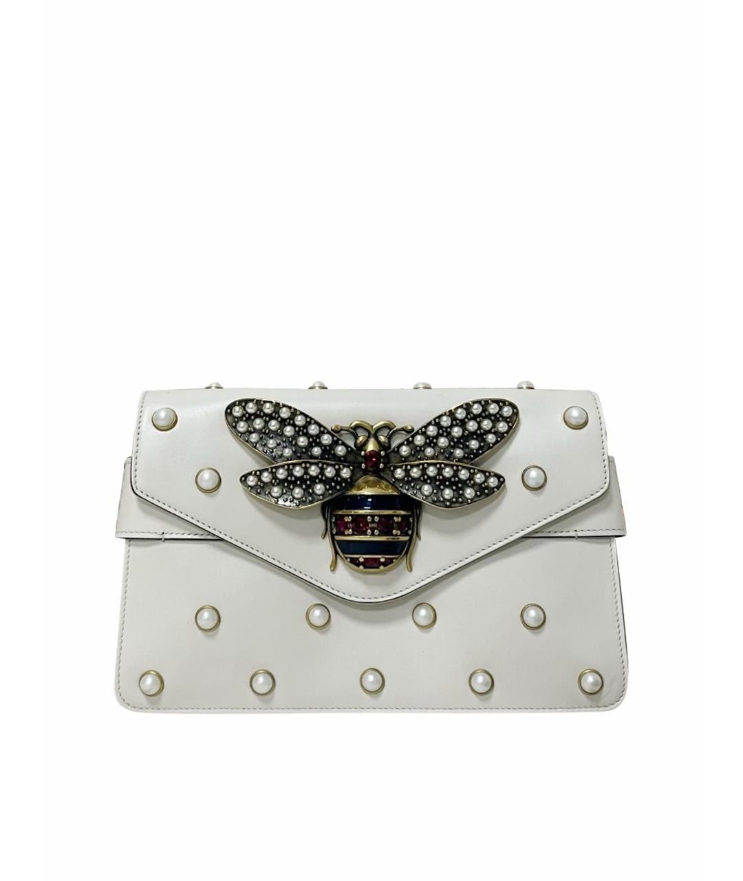 GUCCI Белая кожаная сумка с короткими ручками, фото 1