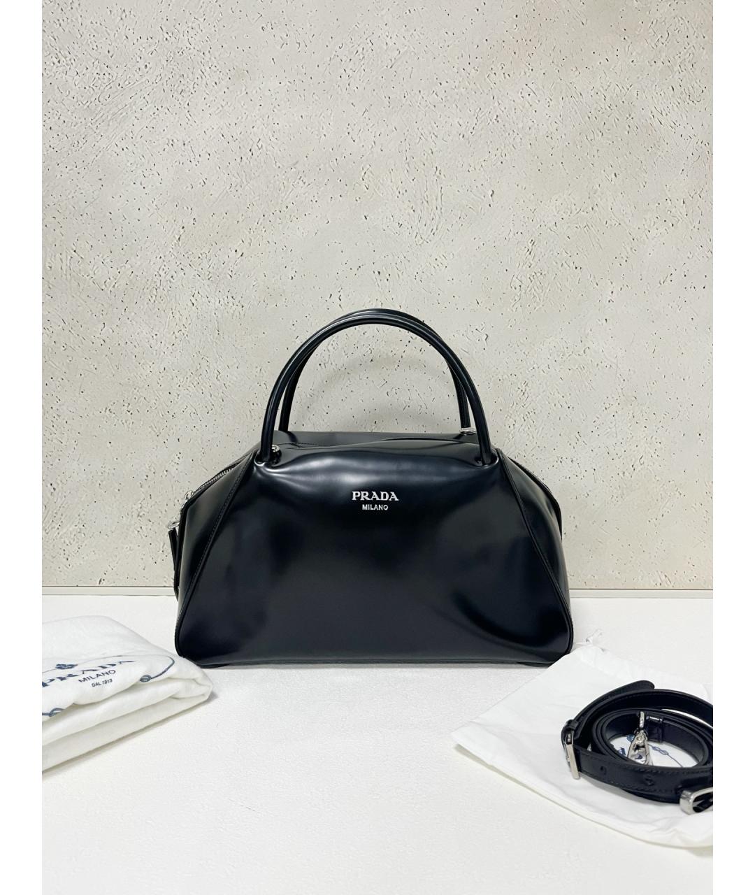 PRADA Черная кожаная сумка с короткими ручками, фото 7