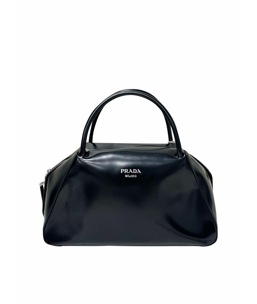 PRADA Черная кожаная сумка с короткими ручками, фото 1