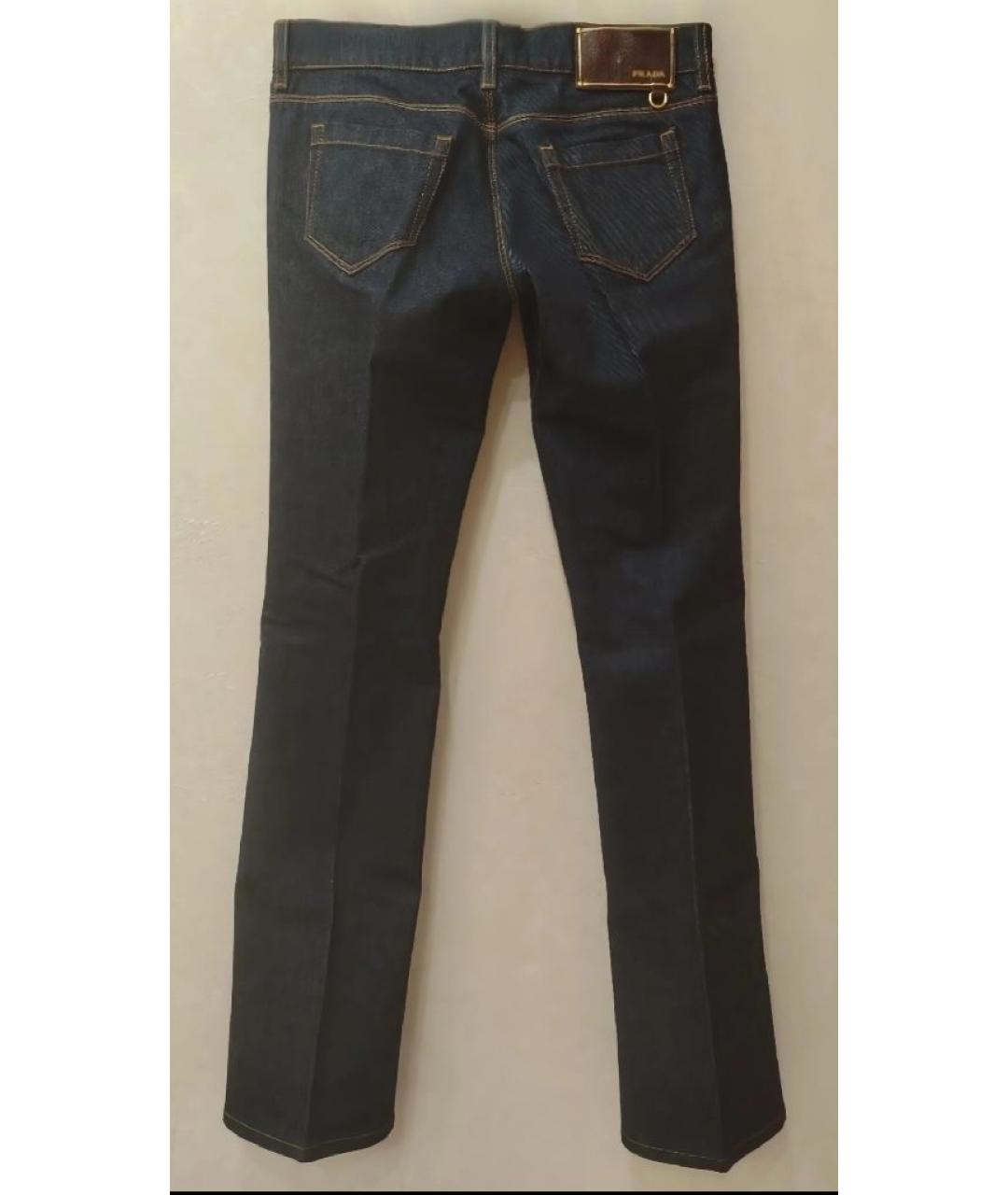 PRADA Темно-синие хлопковые прямые джинсы, фото 2