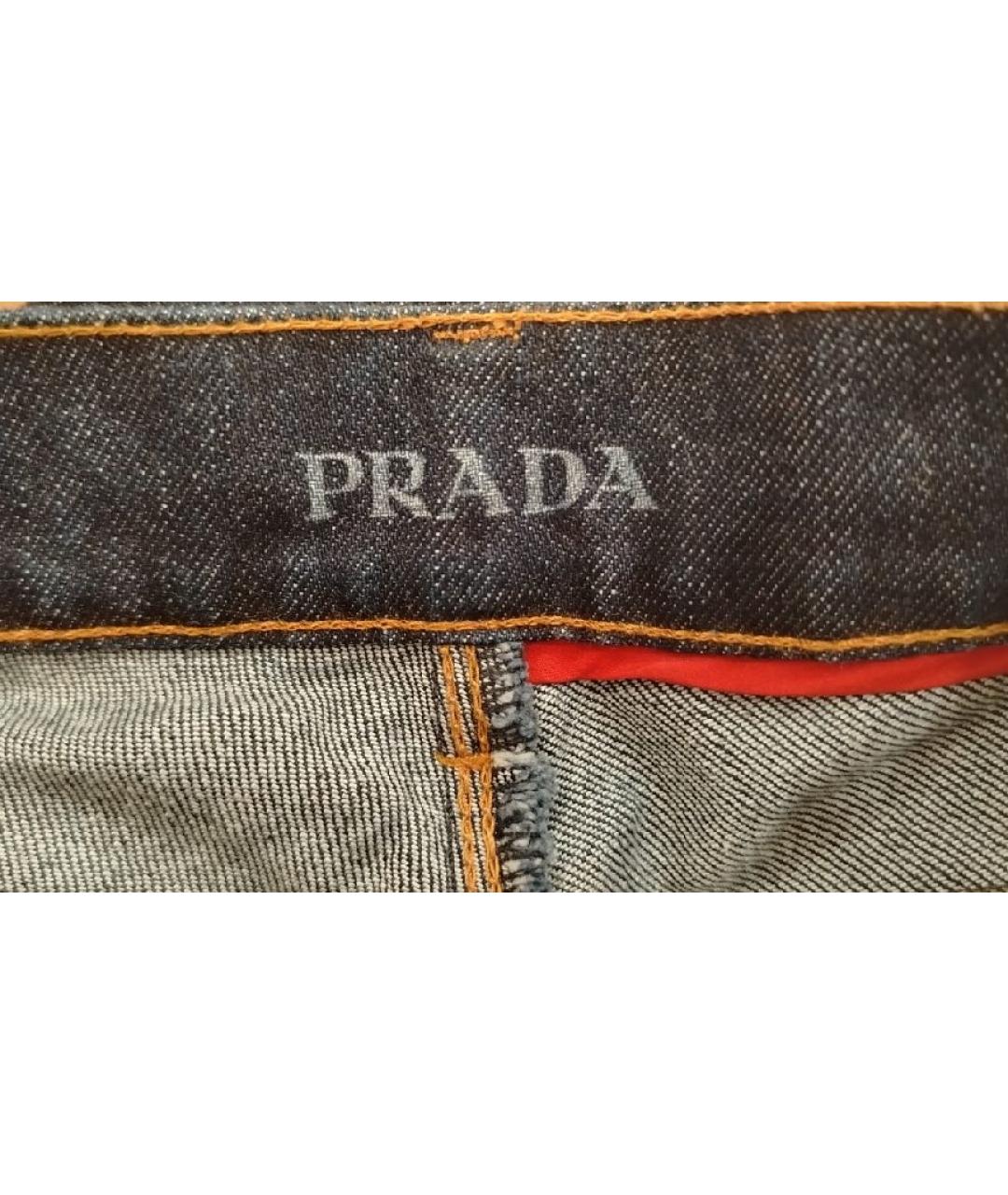 PRADA Темно-синие хлопковые прямые джинсы, фото 3