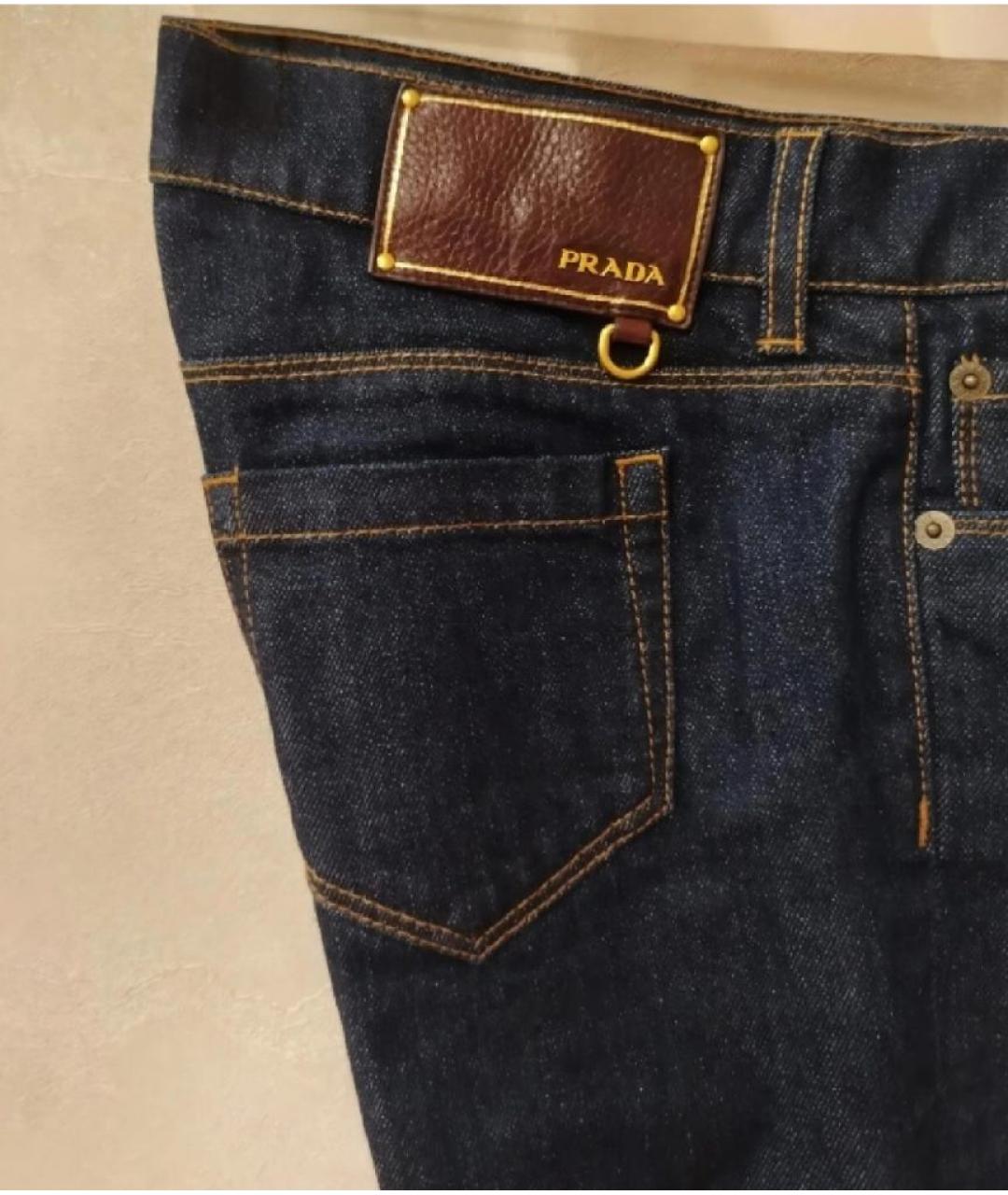 PRADA Темно-синие хлопковые прямые джинсы, фото 4