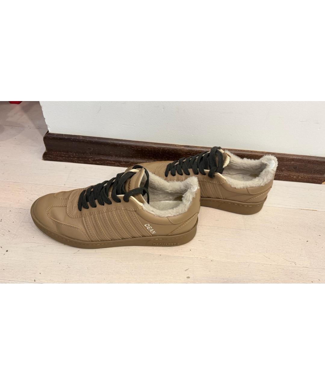 DSQUARED2 Коричневые кожаные кеды, фото 5