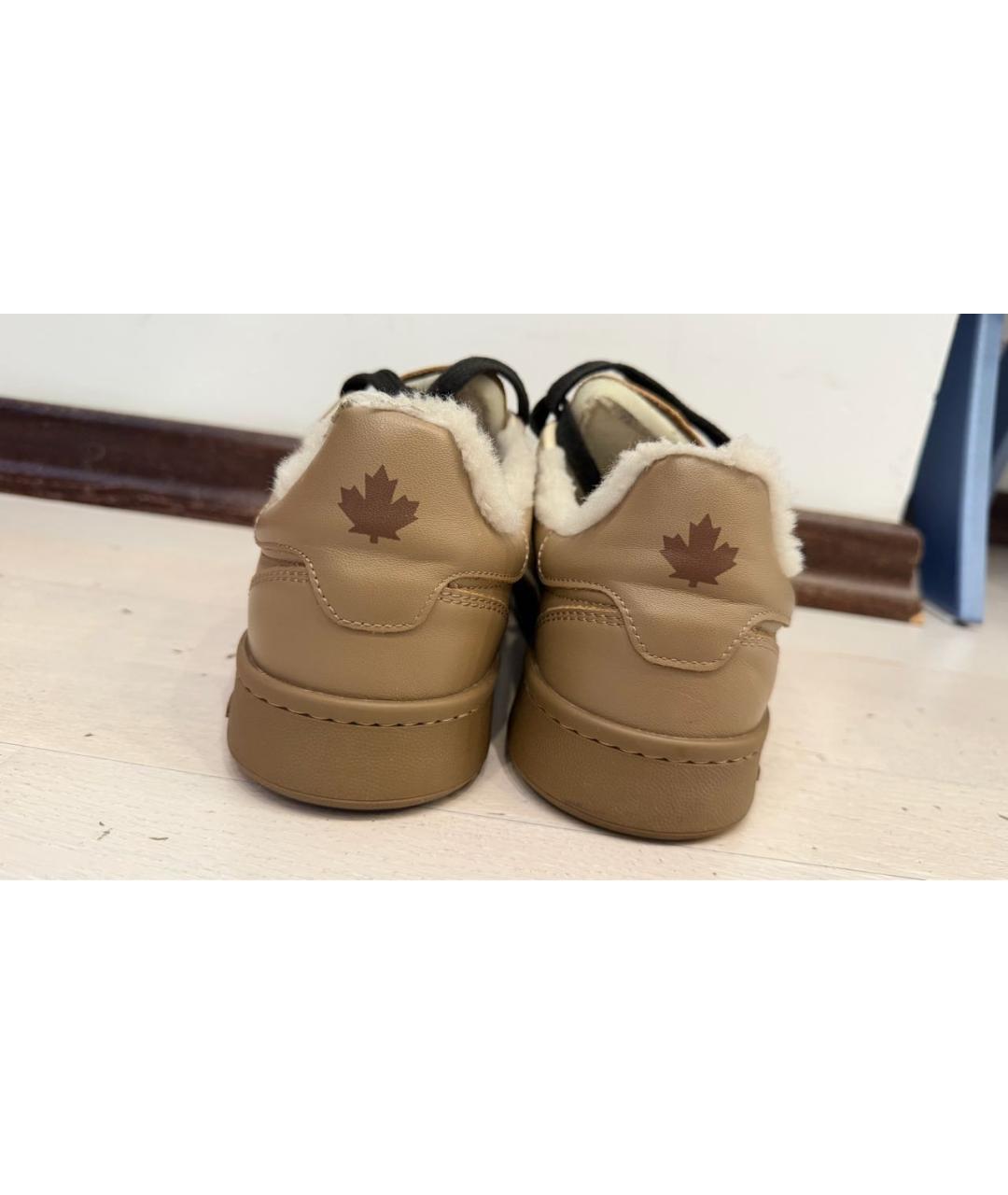 DSQUARED2 Коричневые кожаные кеды, фото 4