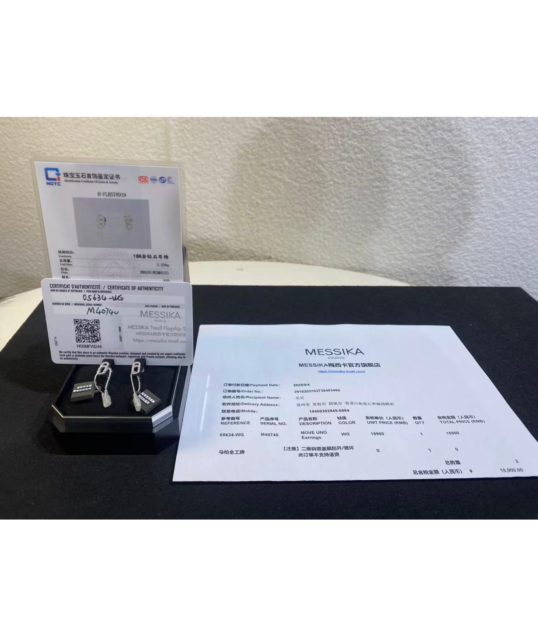 MESSIKA Серебряные серьги из белого золота, фото 2