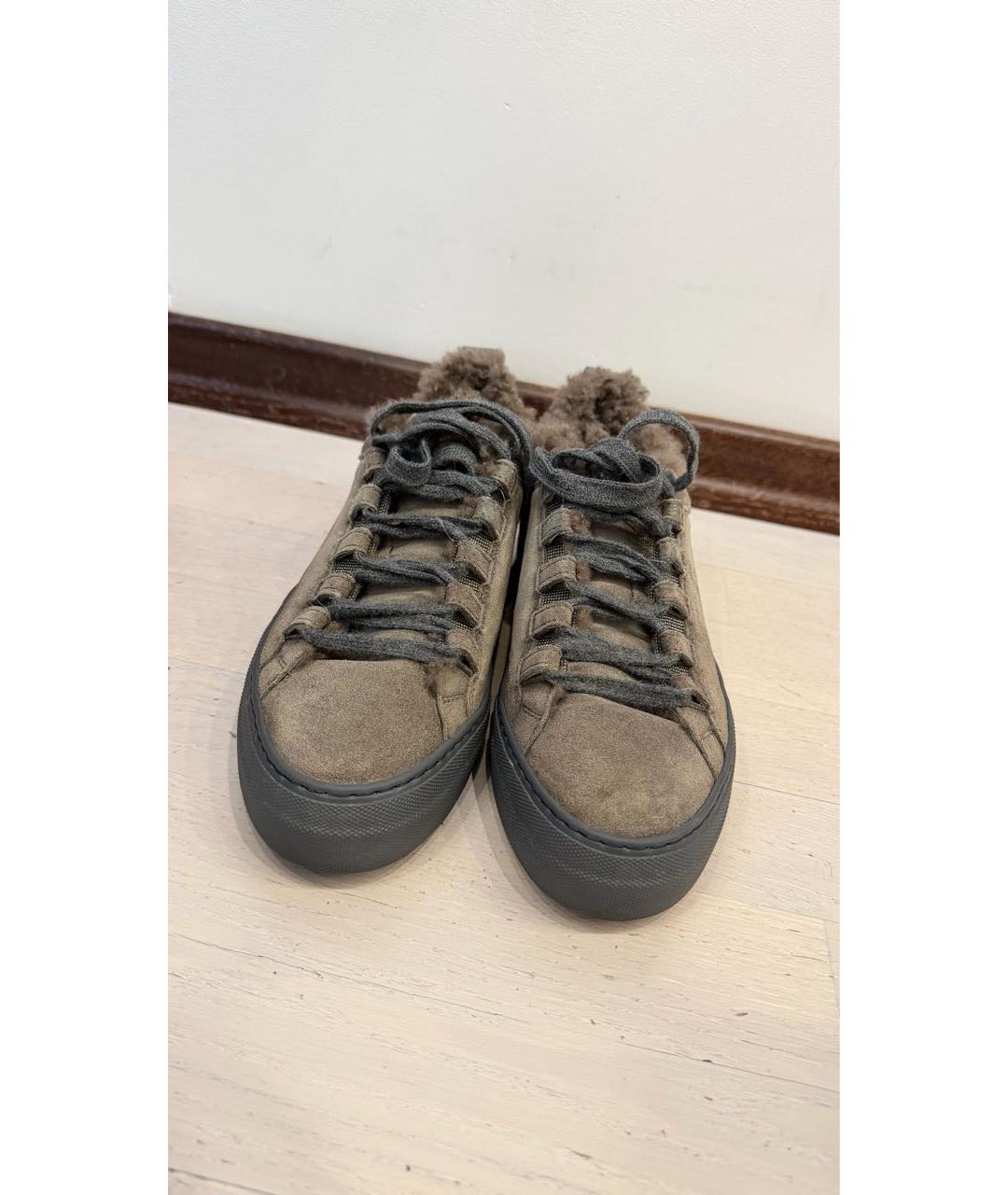 BRUNELLO CUCINELLI Серые замшевые кеды, фото 3