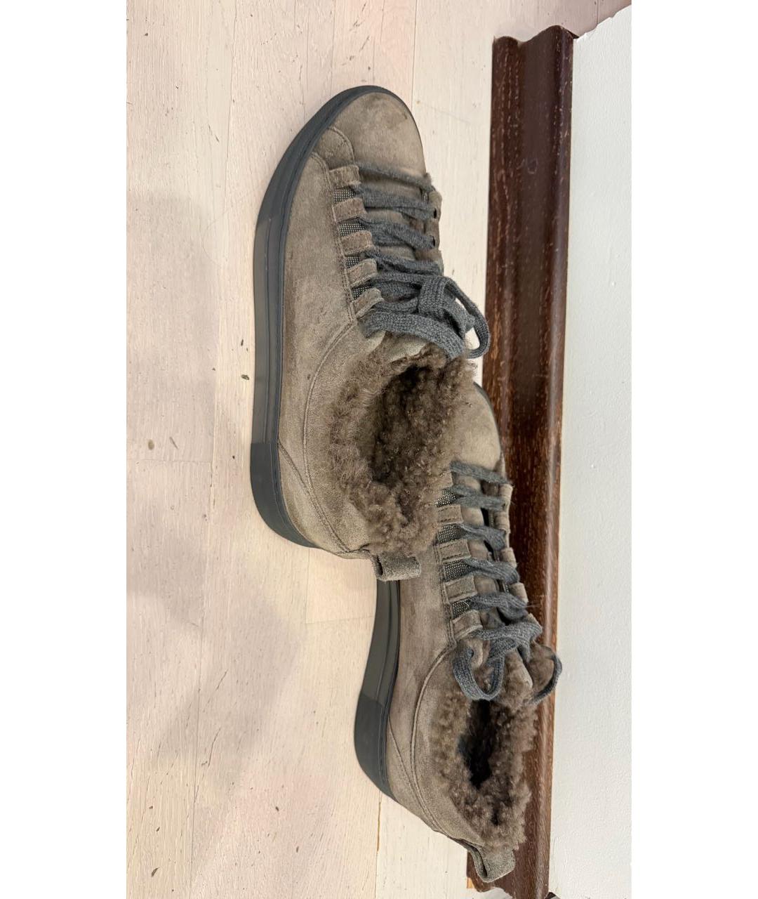 BRUNELLO CUCINELLI Серые замшевые кеды, фото 2