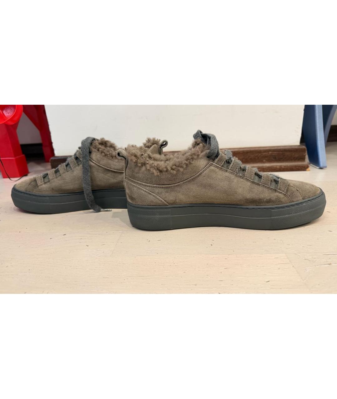 BRUNELLO CUCINELLI Серые замшевые кеды, фото 7