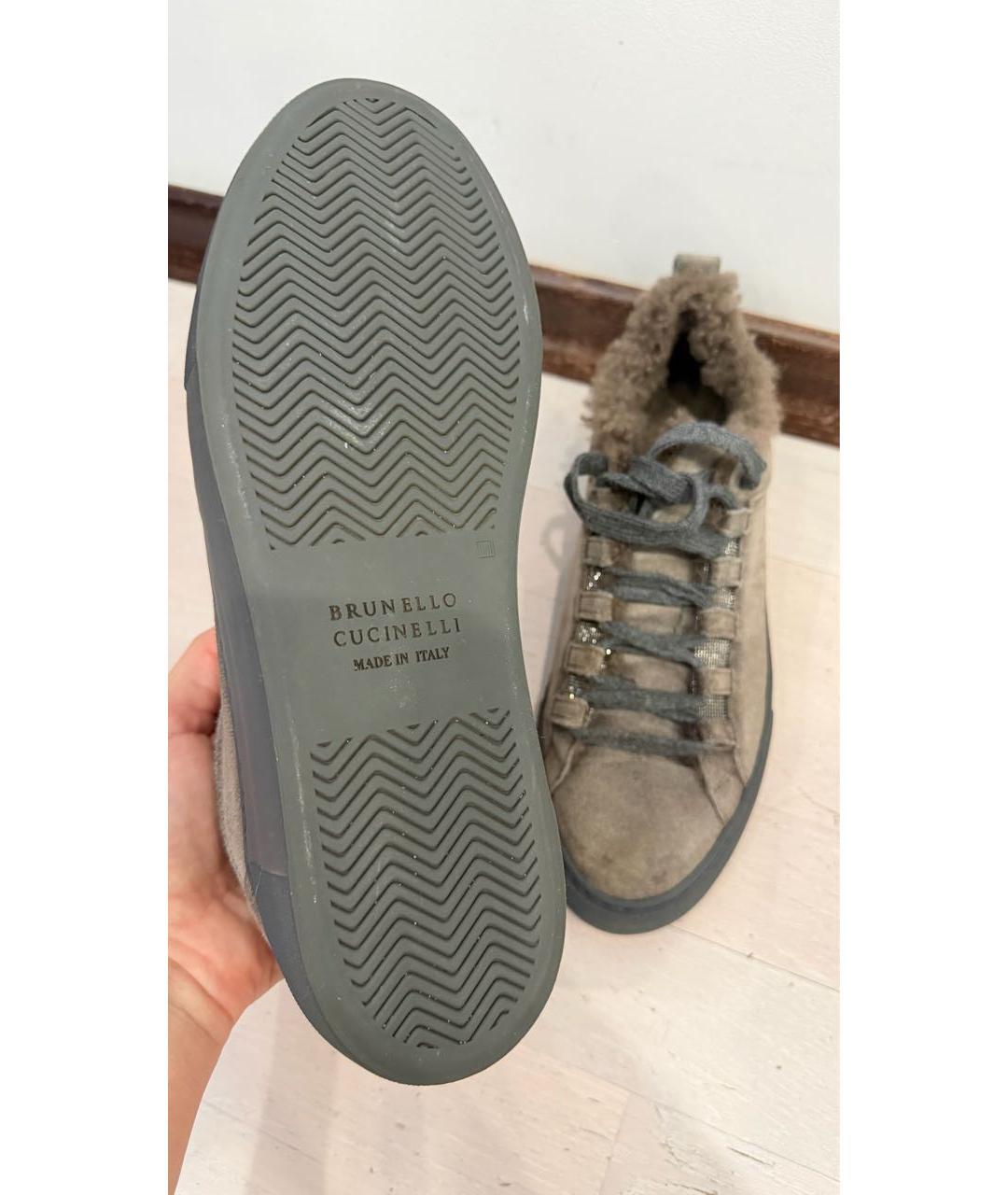 BRUNELLO CUCINELLI Серые замшевые кеды, фото 6