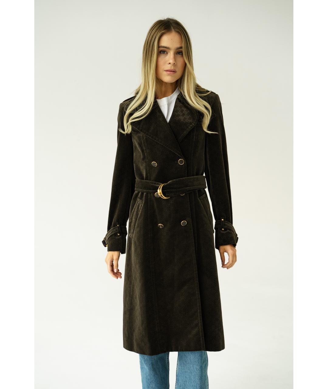 GUCCI Коричневый хлопковый тренч/плащ, фото 2