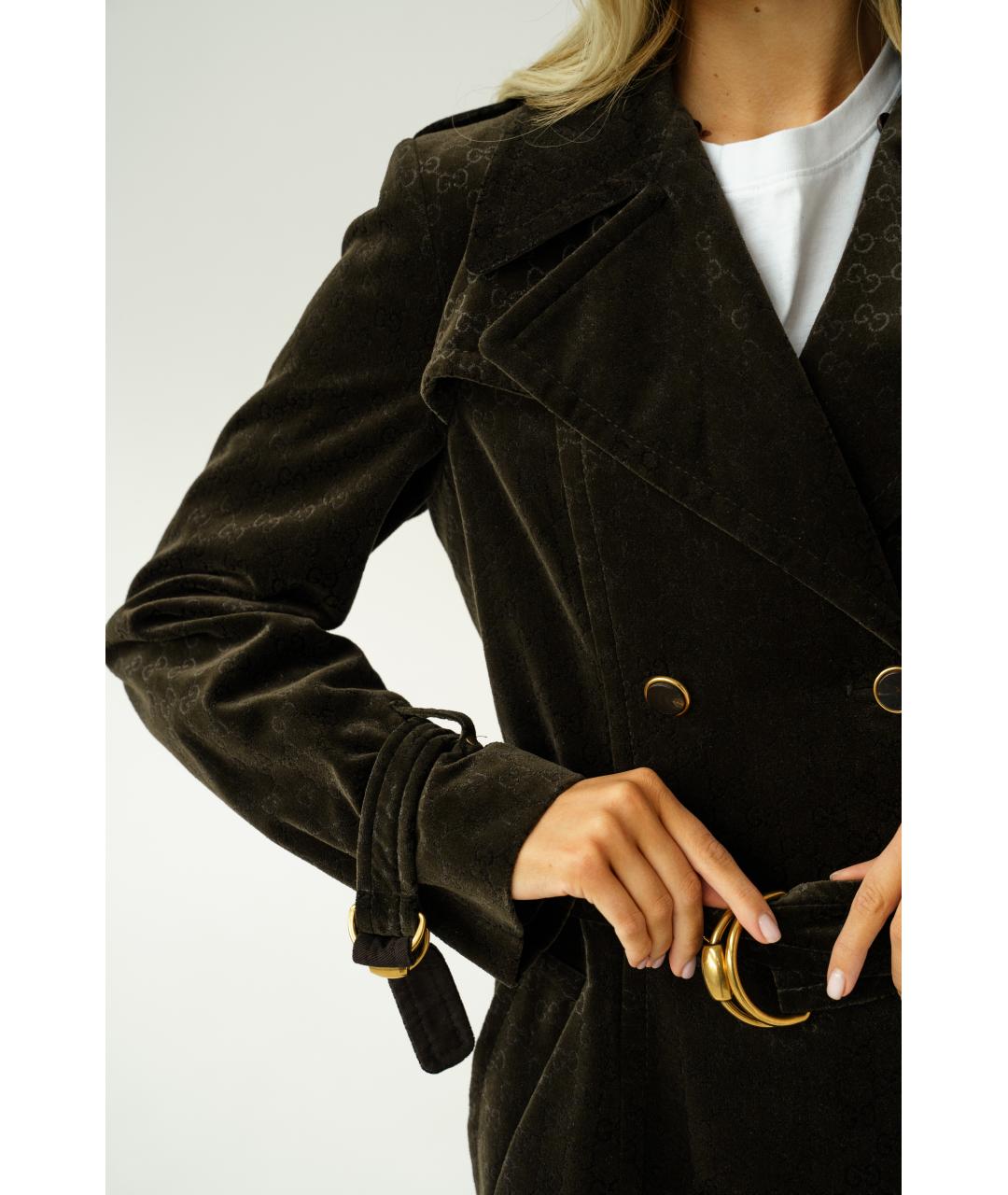 GUCCI Коричневый хлопковый тренч/плащ, фото 3