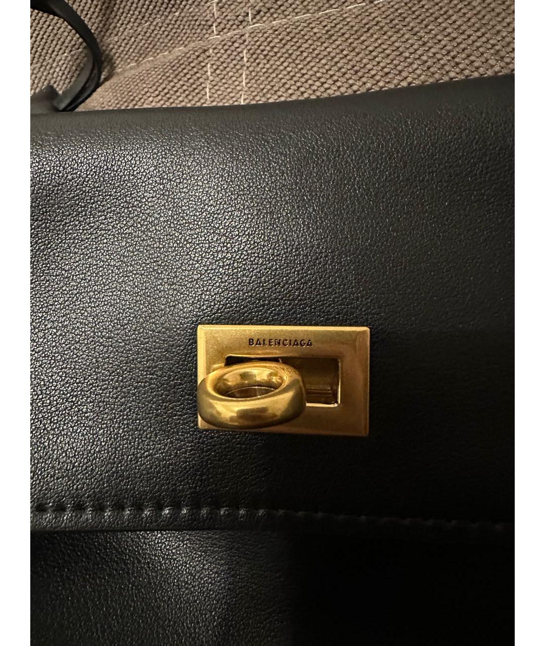 BALENCIAGA Черная кожаная сумка тоут, фото 2