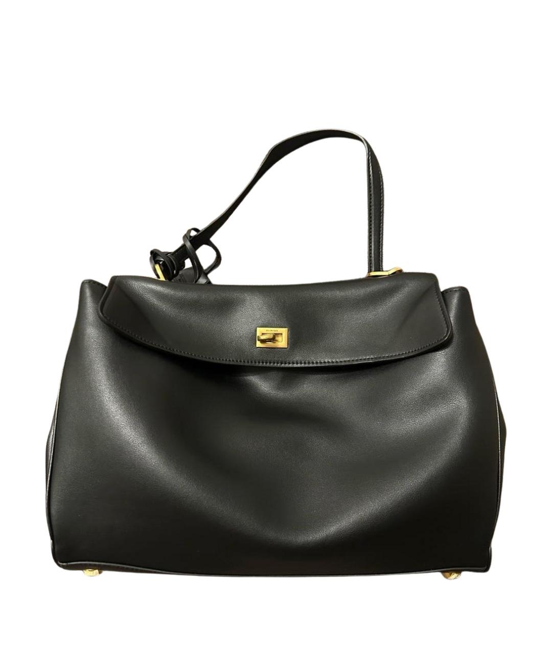 BALENCIAGA Черная кожаная сумка тоут, фото 1