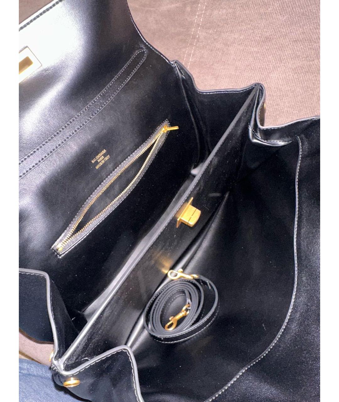 BALENCIAGA Черная кожаная сумка тоут, фото 6