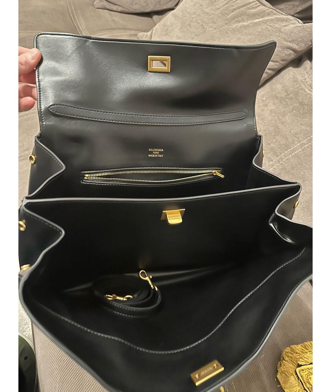 BALENCIAGA Черная кожаная сумка тоут, фото 5