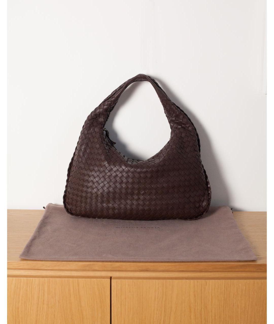 BOTTEGA VENETA Коричневая кожаная сумка с короткими ручками, фото 8