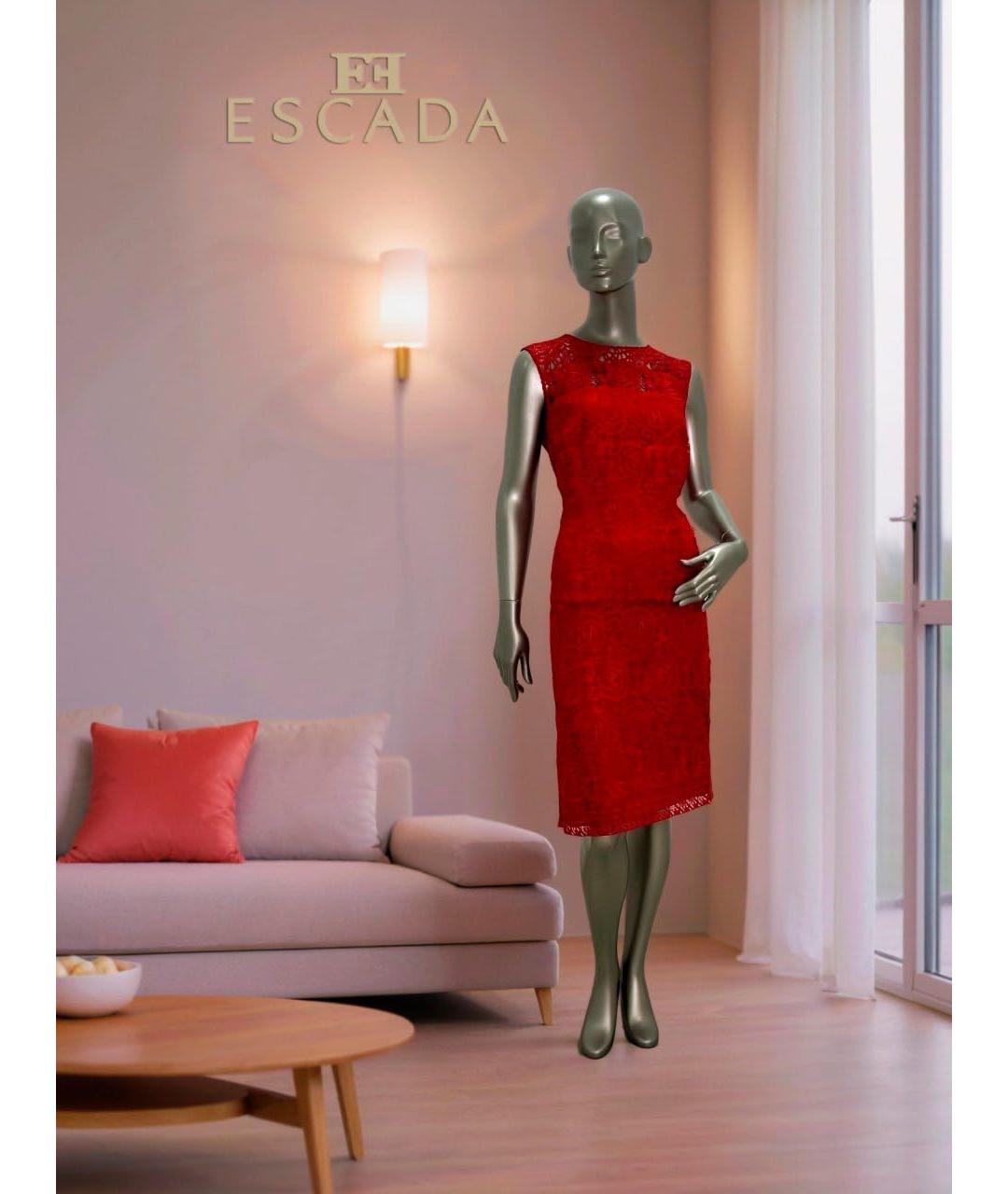 ESCADA Красный кружевной костюм с юбками, фото 6