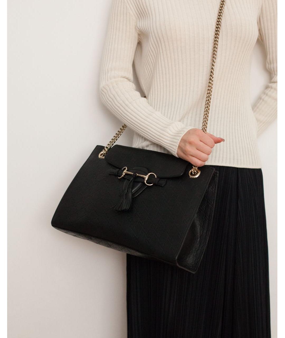 GUCCI Черная кожаная сумка через плечо, фото 4