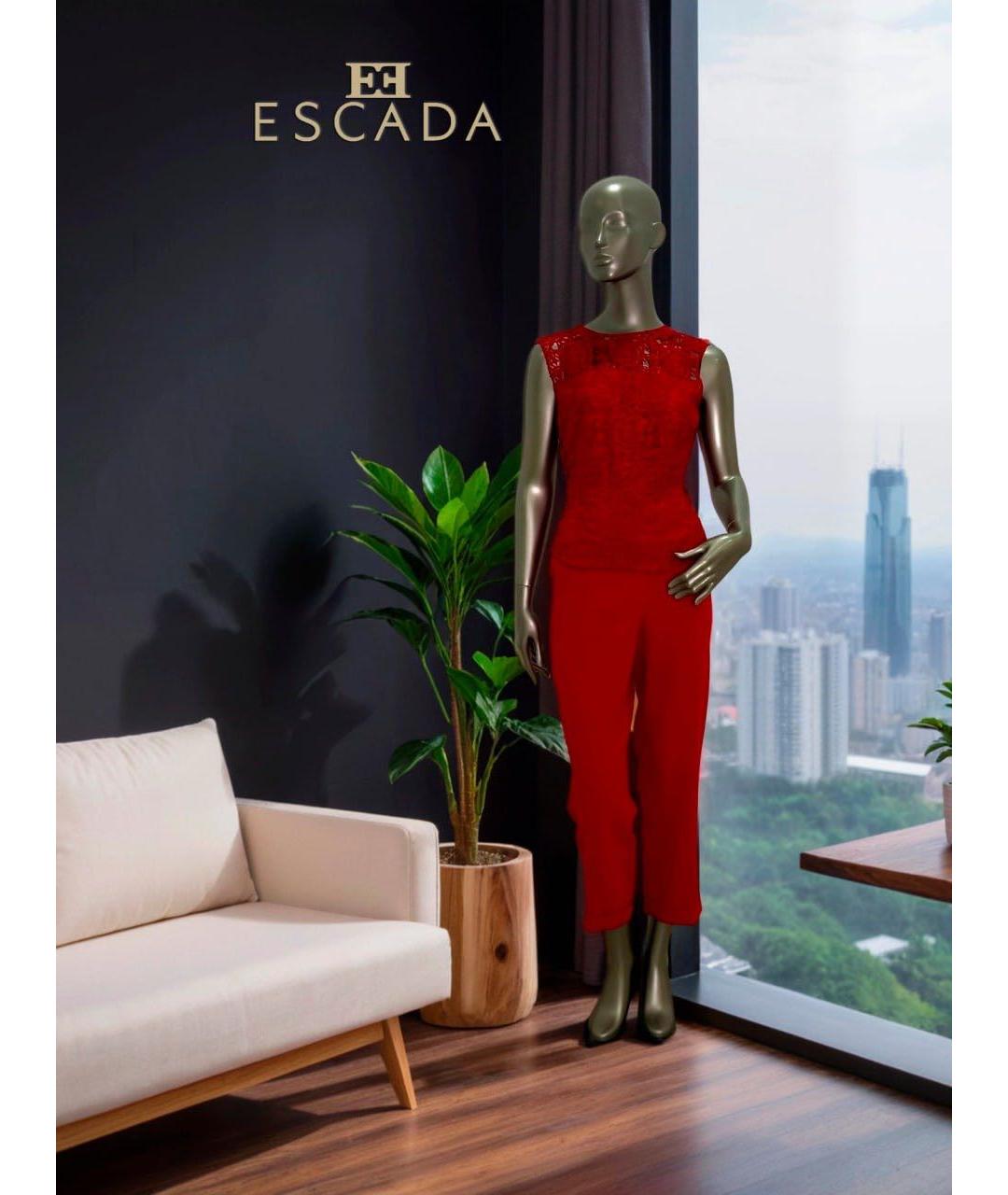 ESCADA Красный кружевной костюм с брюками, фото 4
