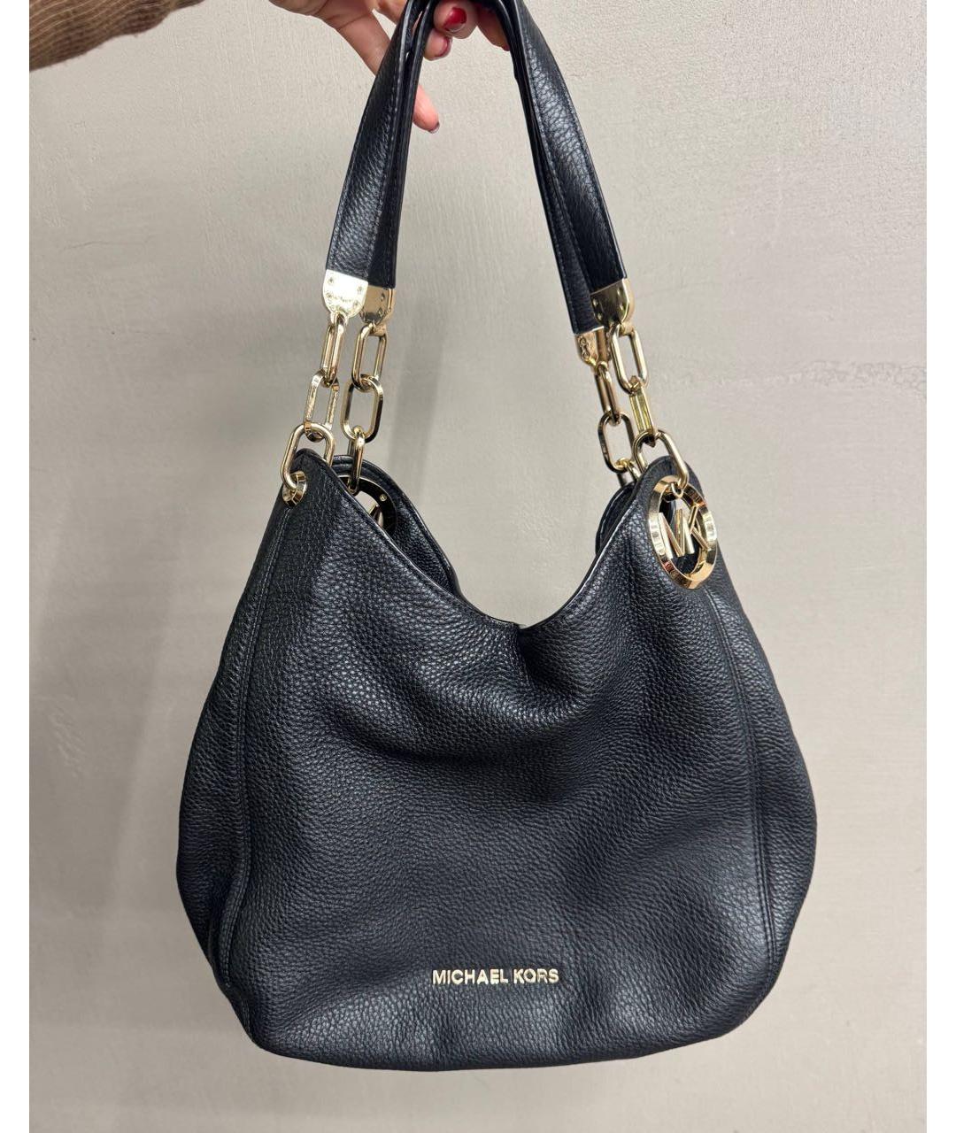 MICHAEL KORS Черная кожаная сумка с короткими ручками, фото 6