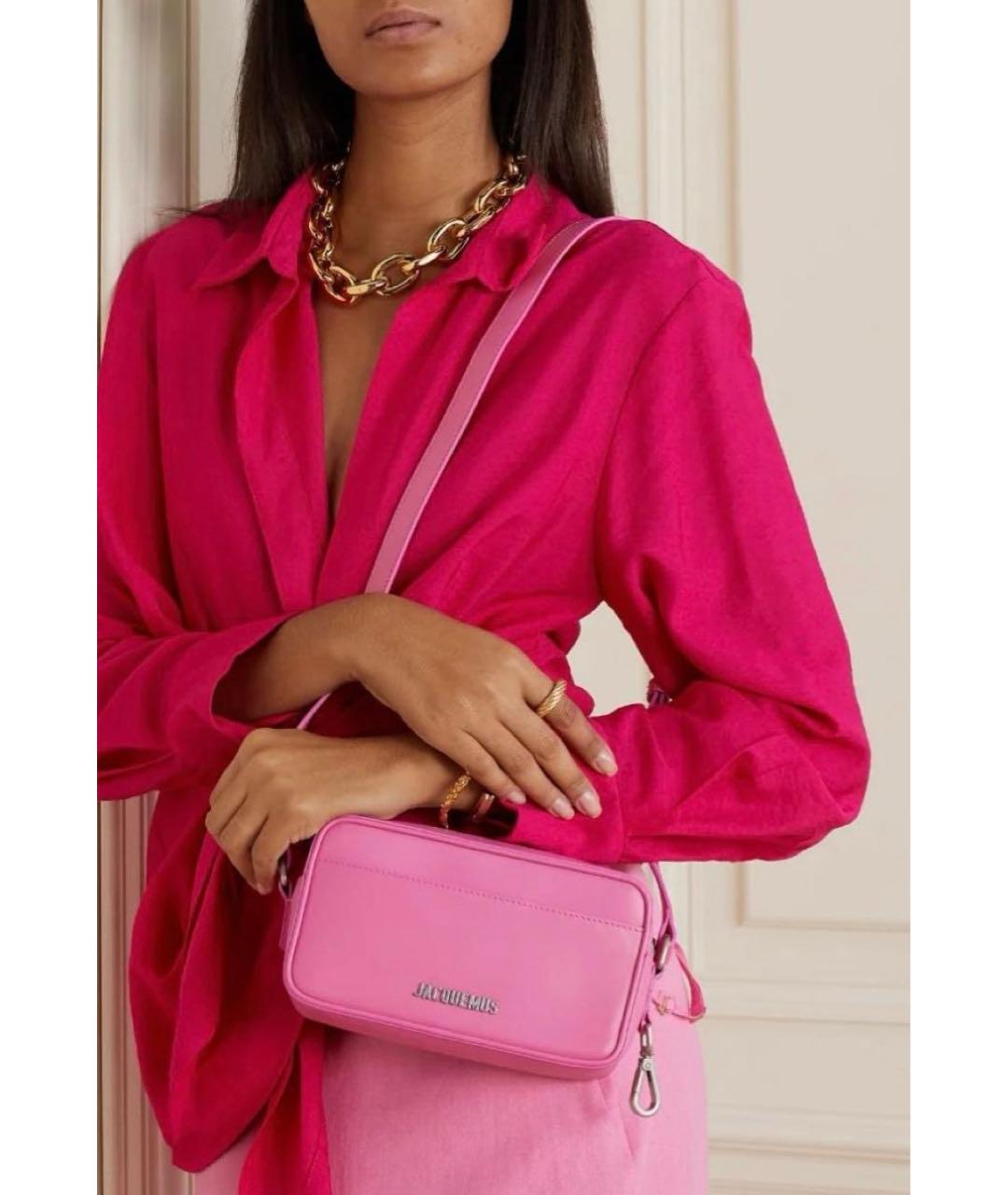 JACQUEMUS Розовая кожаная сумка через плечо, фото 7