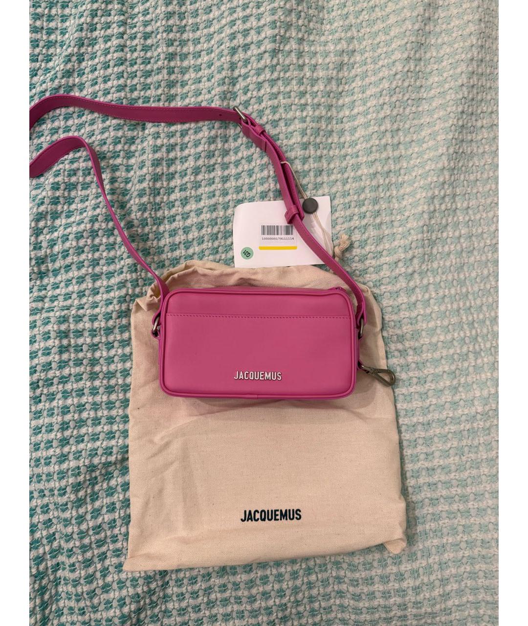 JACQUEMUS Розовая кожаная сумка через плечо, фото 2