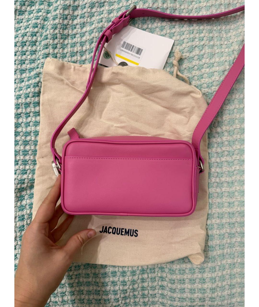 JACQUEMUS Розовая кожаная сумка через плечо, фото 4