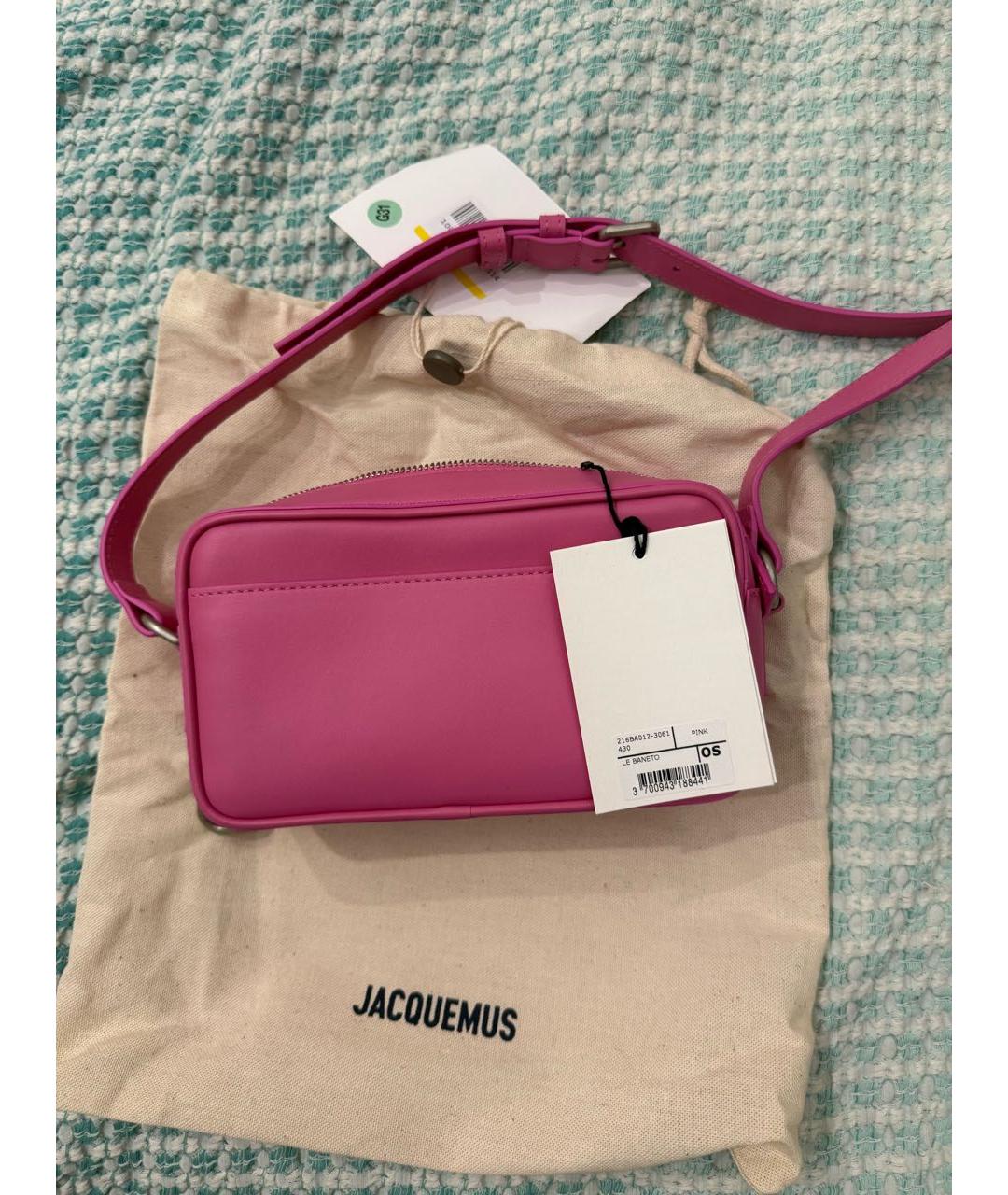 JACQUEMUS Розовая кожаная сумка через плечо, фото 5