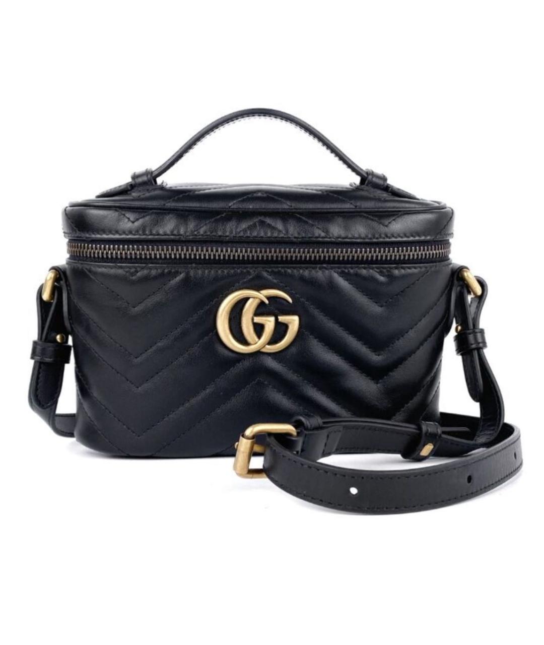 GUCCI Черная кожаная сумка с короткими ручками, фото 1