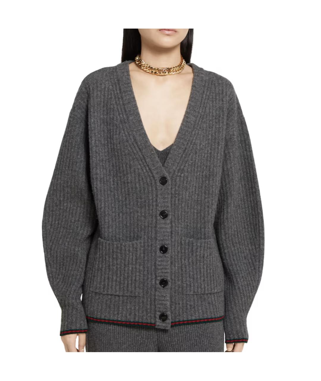 GUCCI Серый шерстяной джемпер / свитер, фото 3