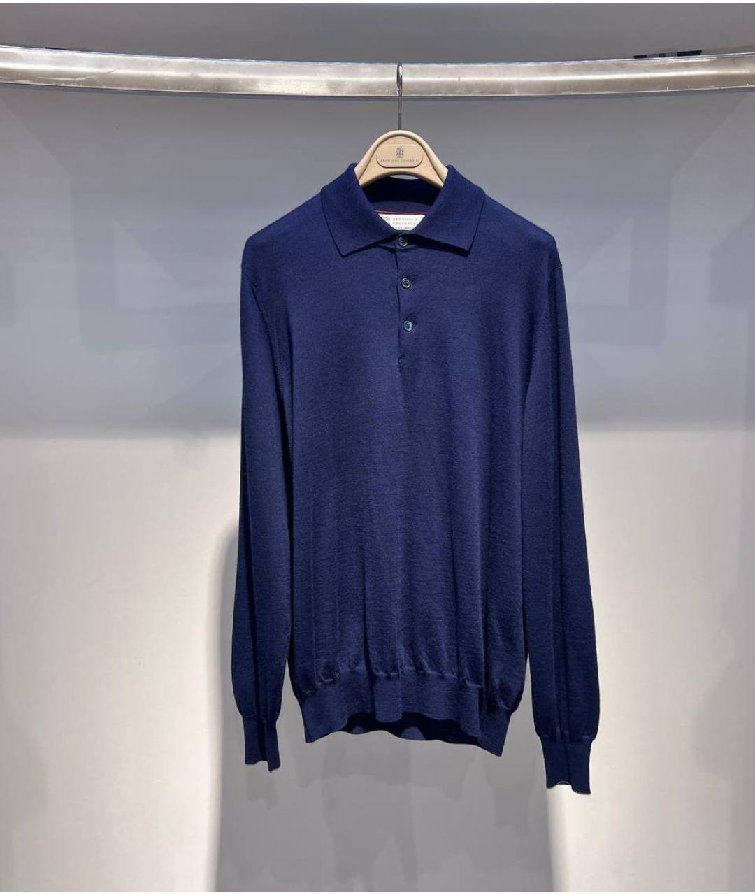 BRUNELLO CUCINELLI Темно-синий шерстяной джемпер / свитер, фото 3