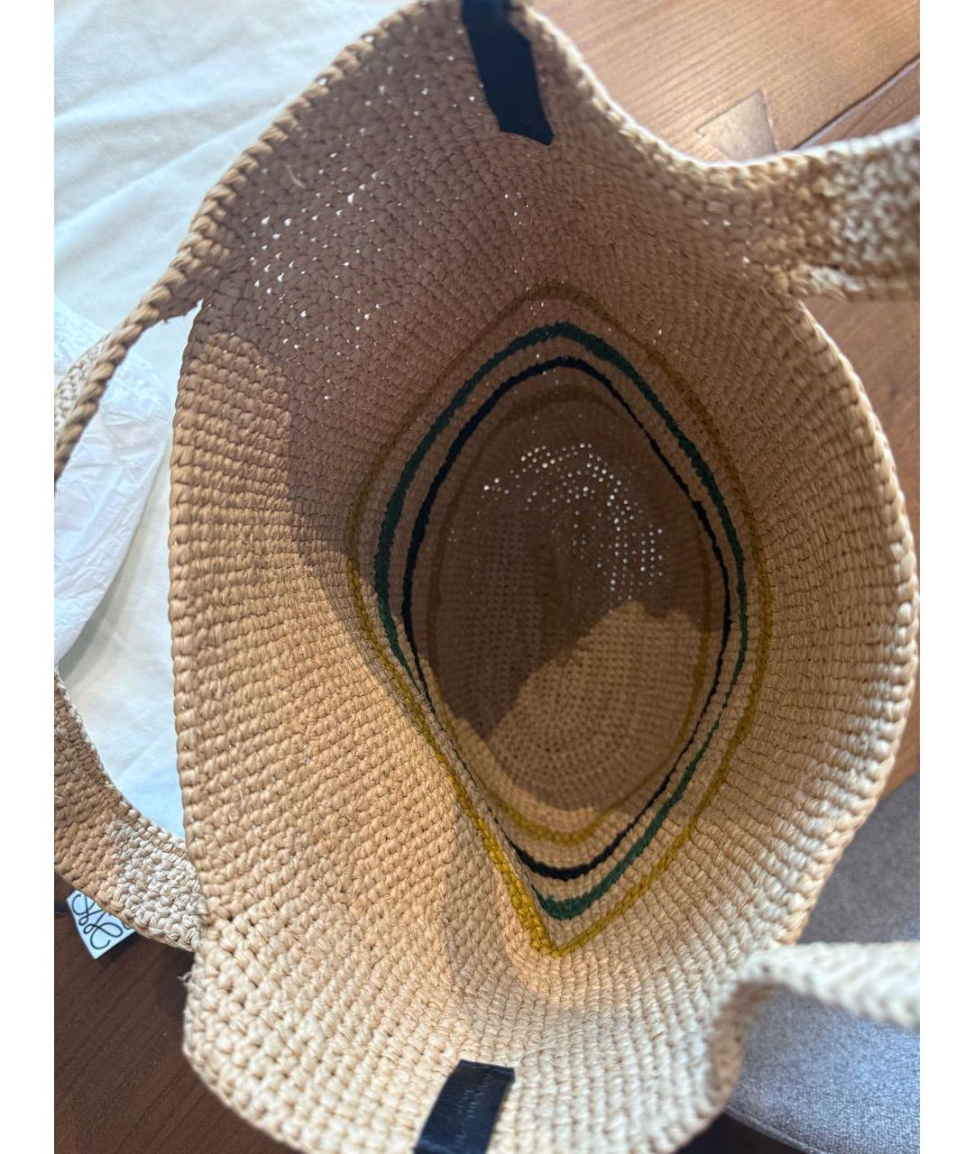 LOEWE Бежевая пелетеная пляжная сумка, фото 4
