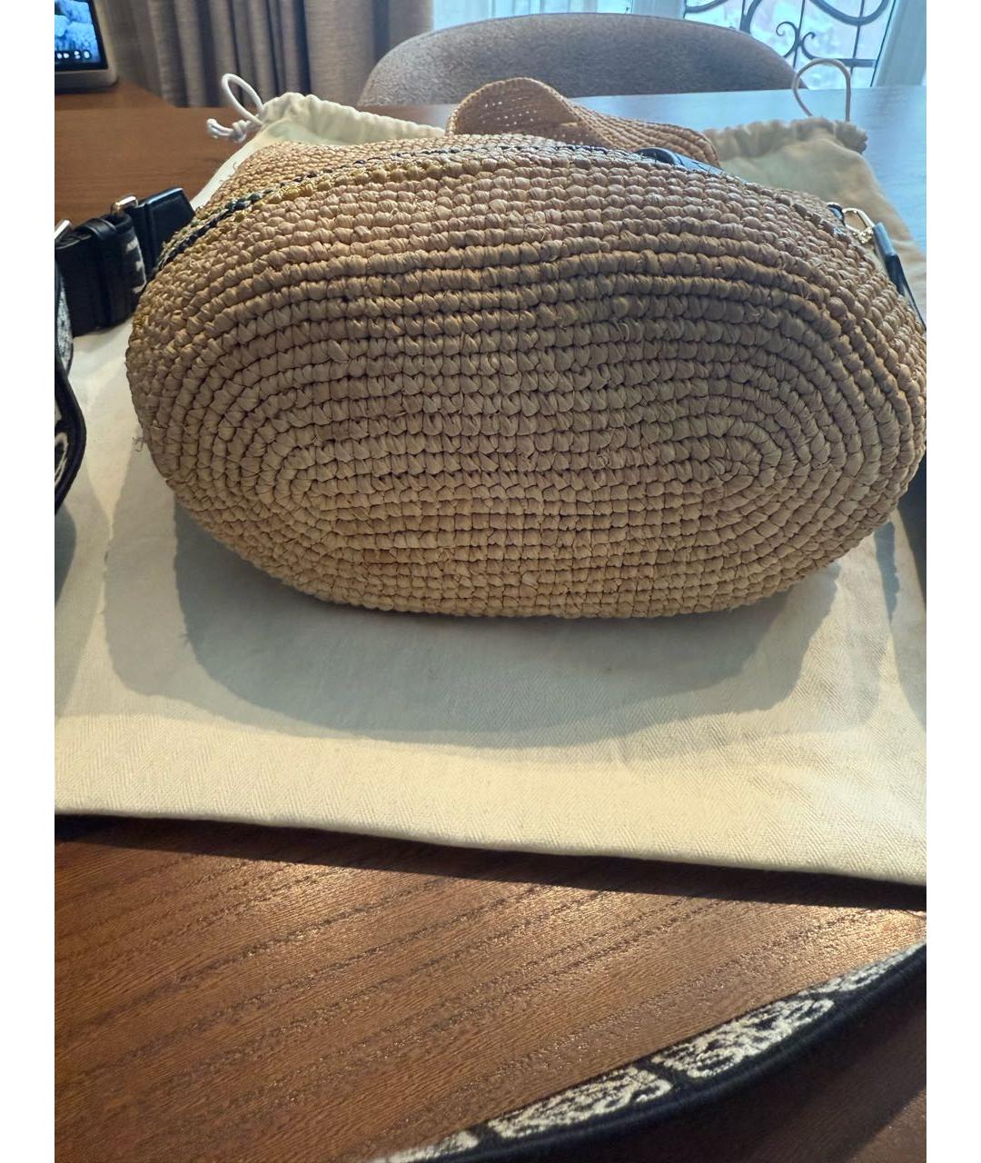 LOEWE Бежевая пелетеная пляжная сумка, фото 3