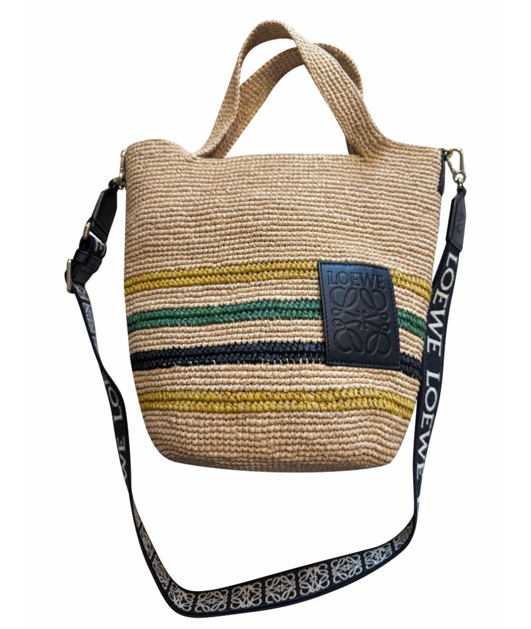 LOEWE Бежевая пелетеная пляжная сумка, фото 1