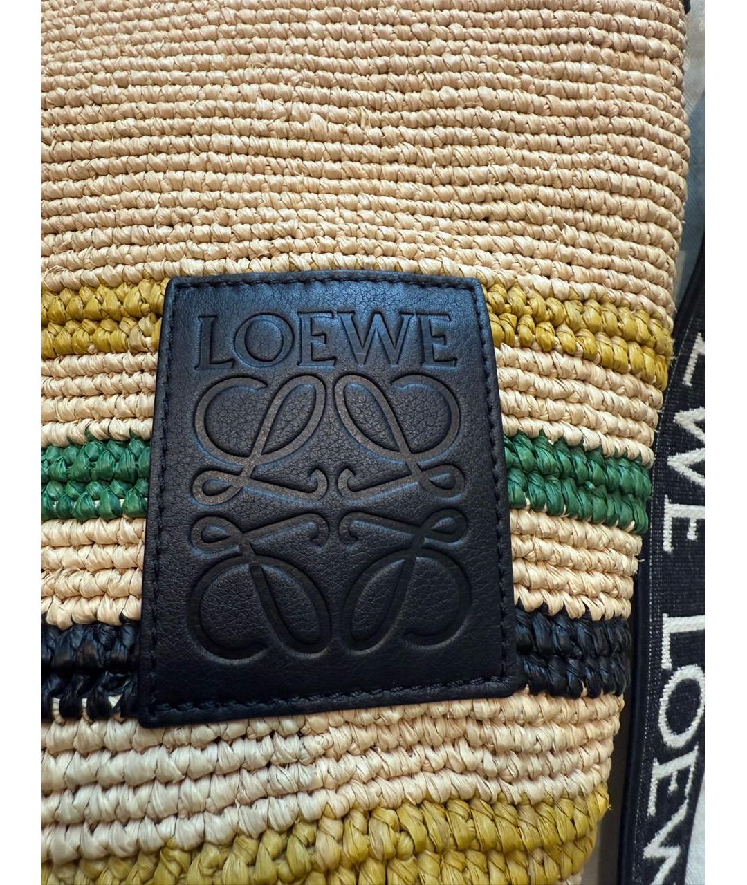 LOEWE Бежевая пелетеная пляжная сумка, фото 5