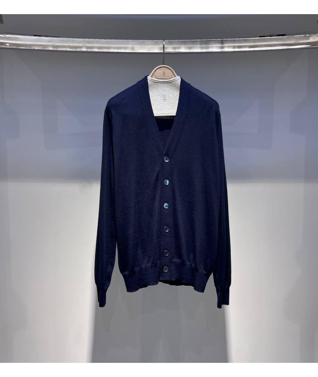 BRUNELLO CUCINELLI Темно-синий шерстяной кардиган, фото 3