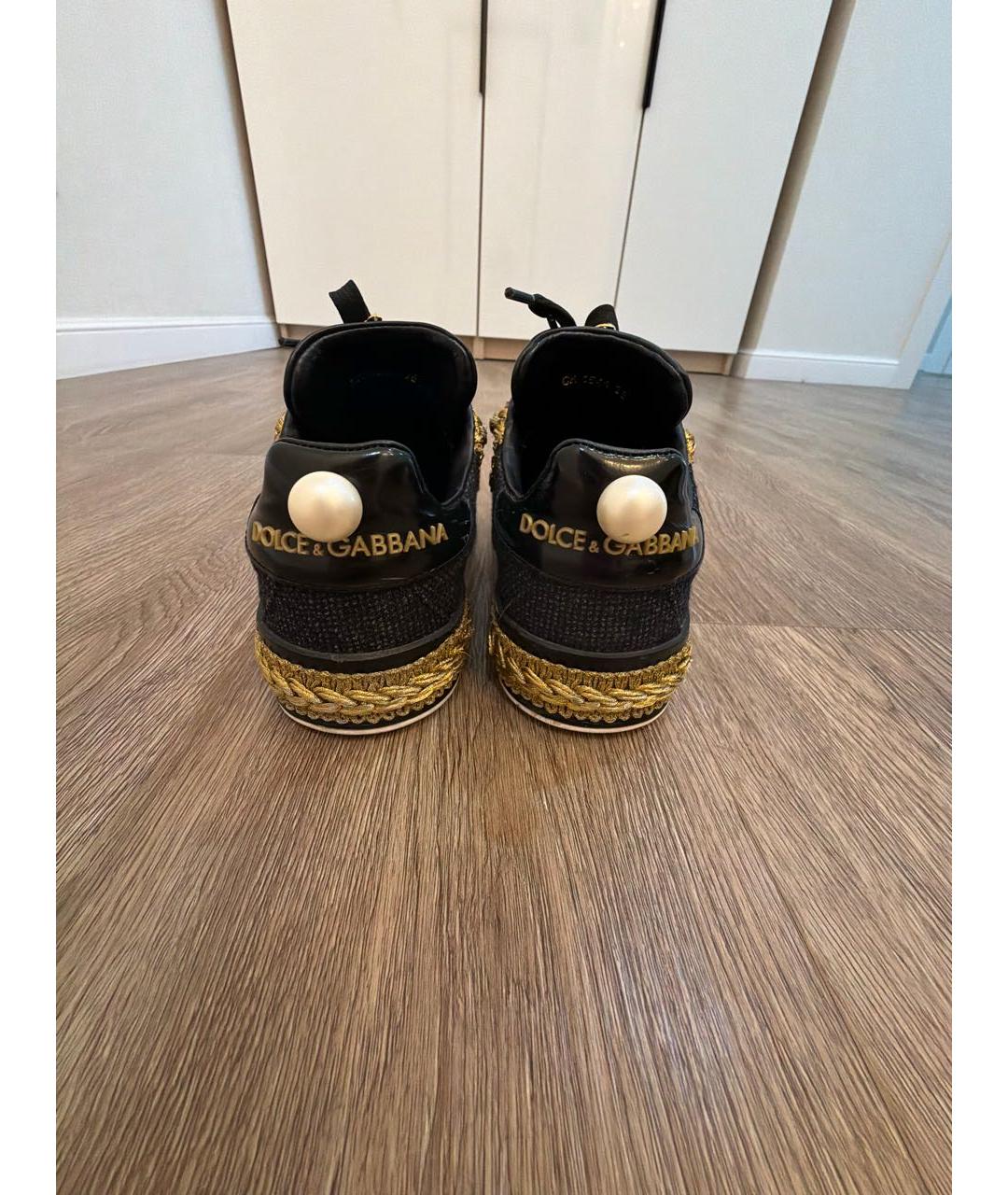 DOLCE&GABBANA Черные кожаные кеды, фото 4