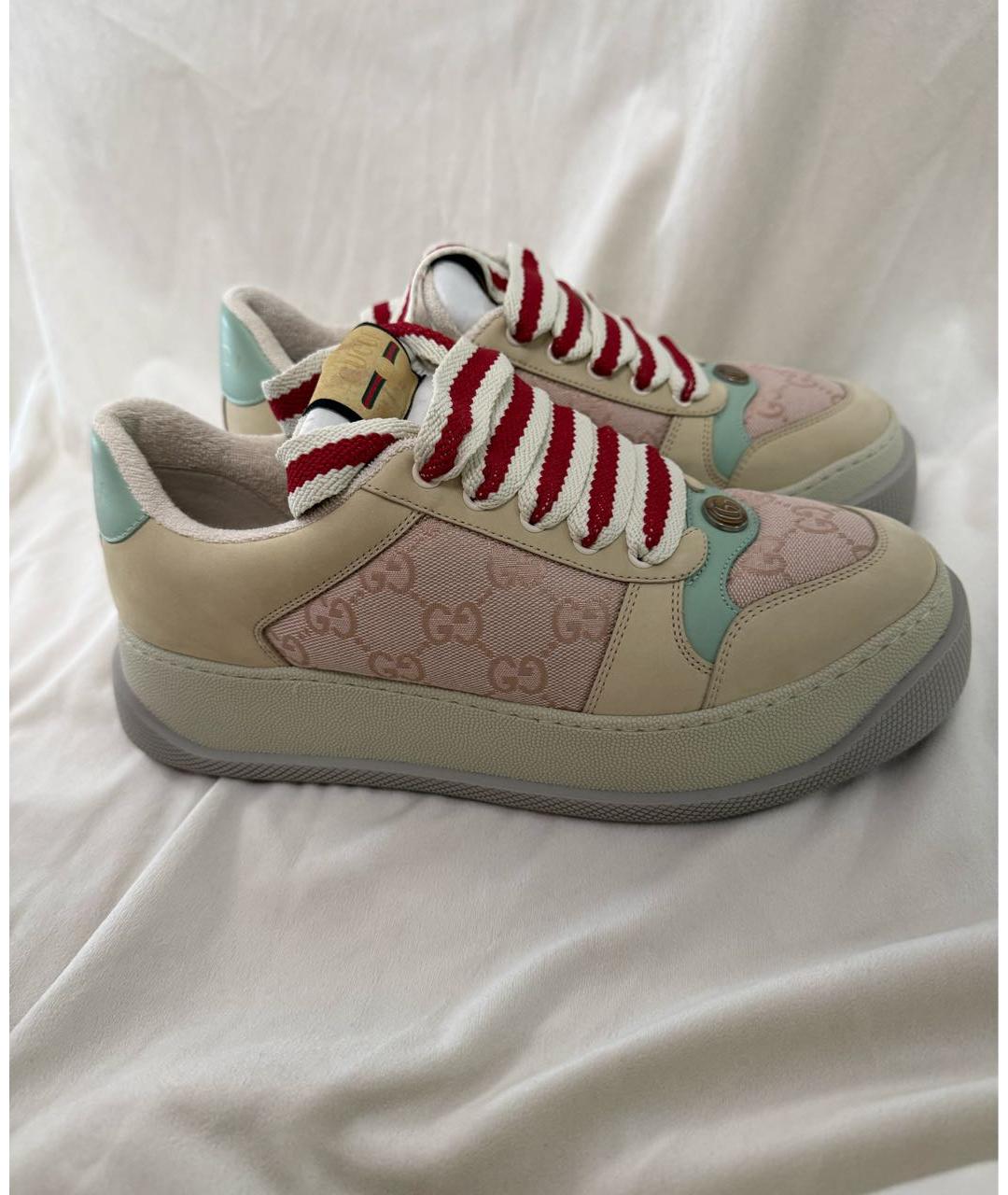 GUCCI Бежевые кеды, фото 8