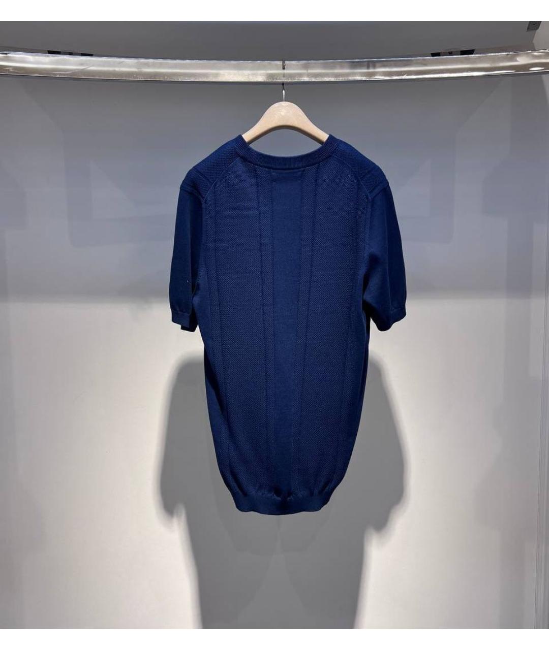 BRUNELLO CUCINELLI Темно-синяя хлопковая футболка, фото 2