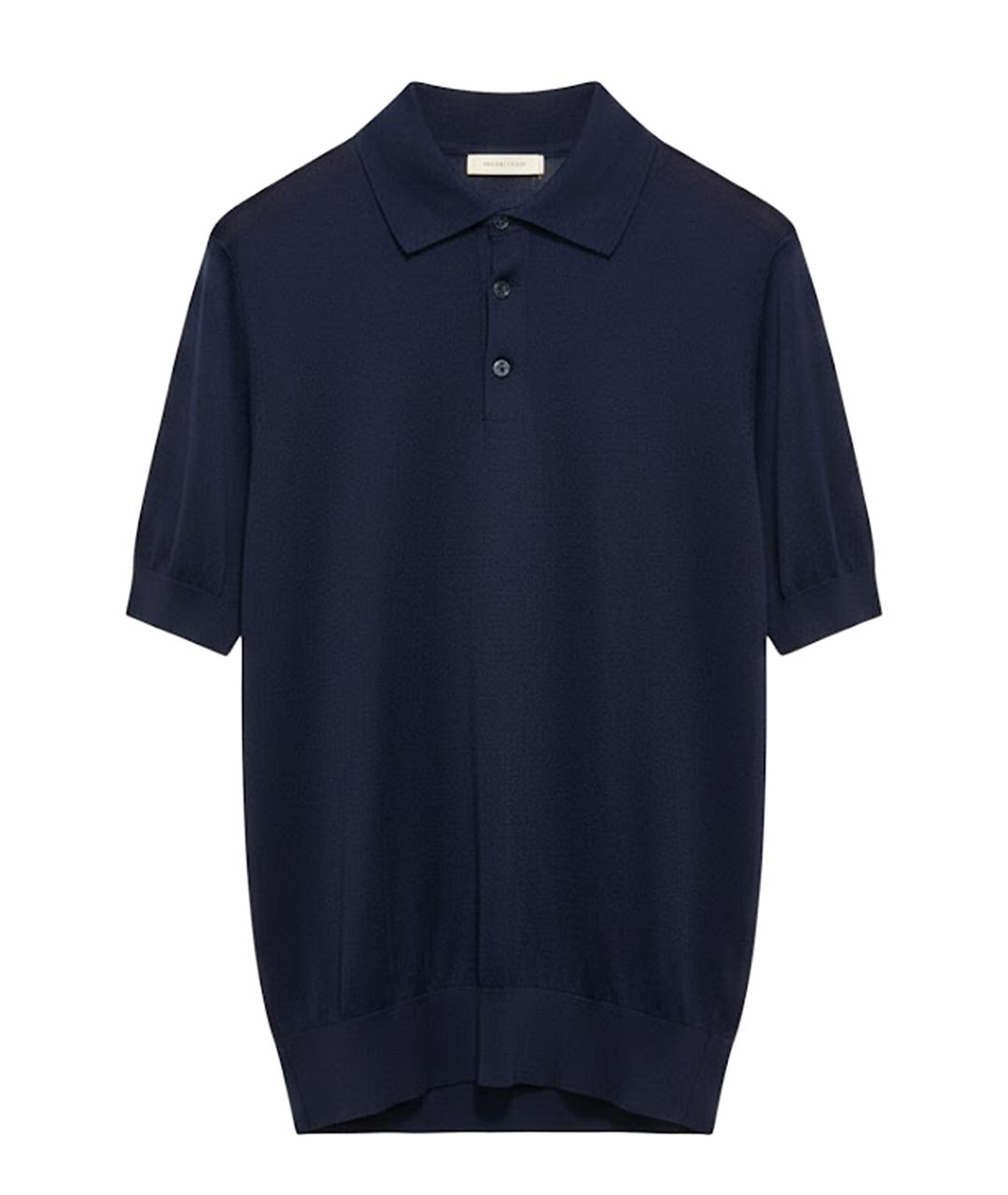 BRUNELLO CUCINELLI Темно-синее хлопковое поло с коротким рукавом, фото 1