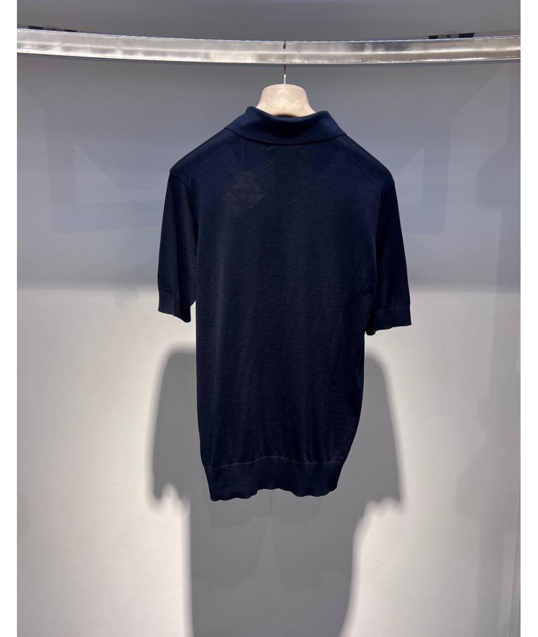 BRUNELLO CUCINELLI Темно-синее хлопковое поло с коротким рукавом, фото 2